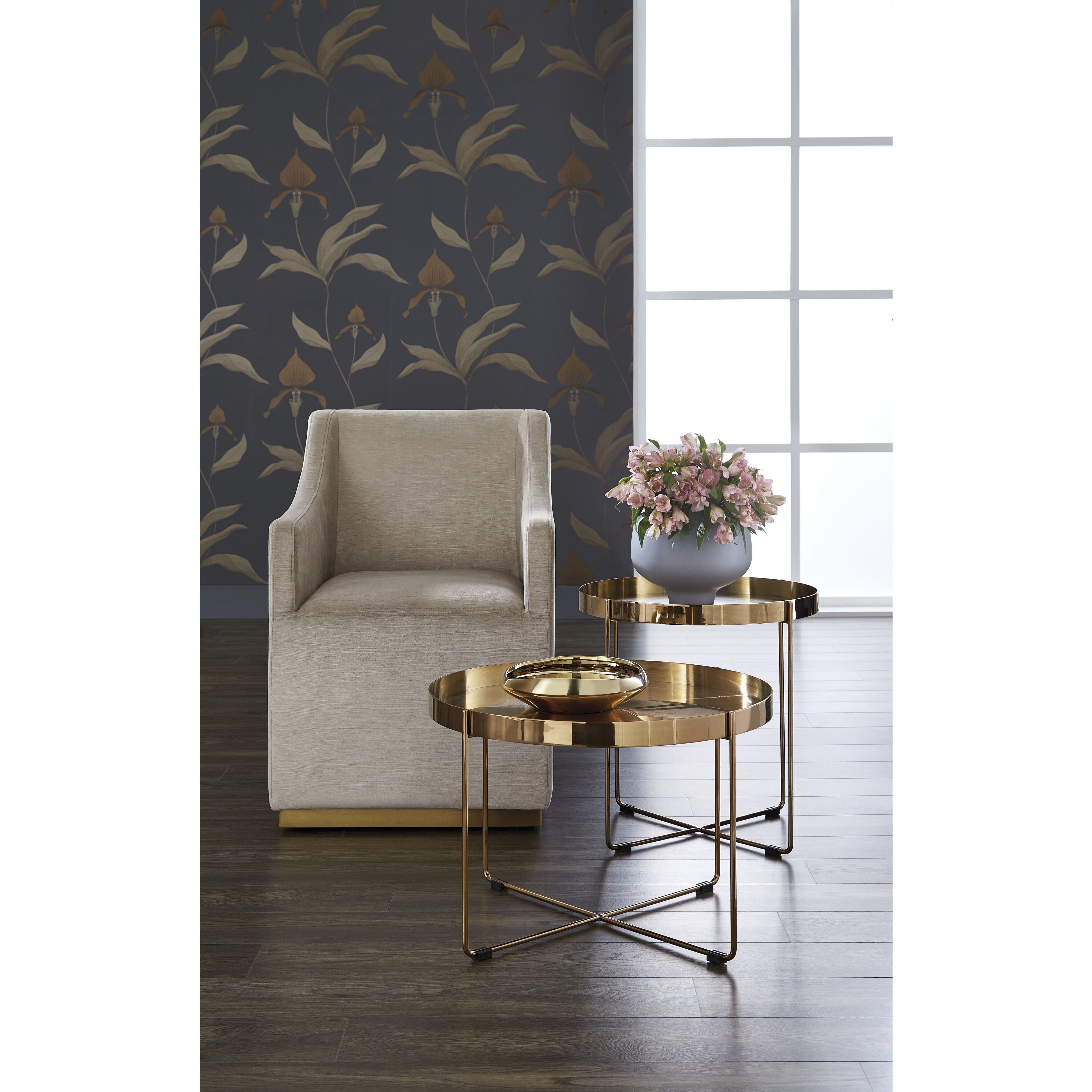 Zane Piccolo Prosecco Wheeled Dining Armchair, Wheeled